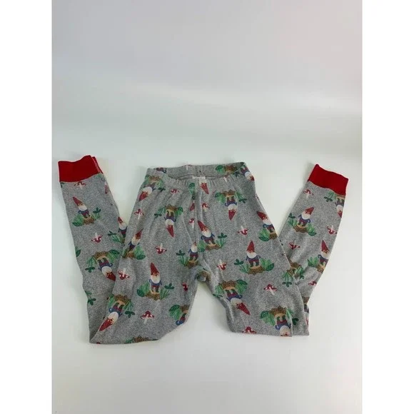Hanna Andersson Girl Boy Long John Pajamas Gray Gnome Mushroom Youth 130 US 8 - Picture 5 of 7